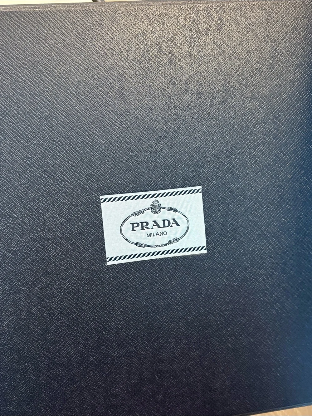 Prada Large Navy blue Saffiano textured gift box and tissue